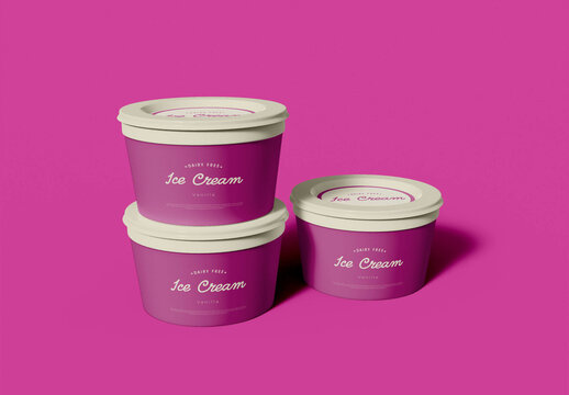 Three Ice Cream Jars Mockup