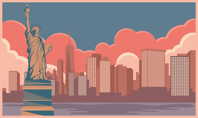 new york city cityscape - obrazy, fototapety, plakaty