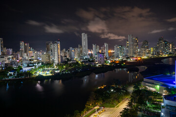 Fototapeta na wymiar night city, Cartagena, bocagrande at night. night skyline