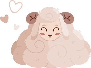 Baby zodiac sign Aries. Cute lamb. Vector astrology character