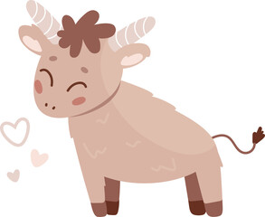 Baby zodiac sign Taurus. Cute bull. Vector astrology character