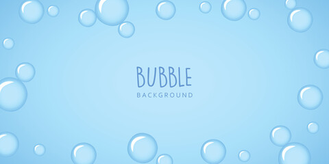 blue soap bubble border isolated on white background