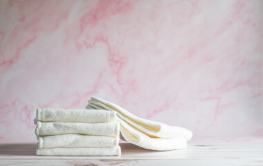 Bamboo inserts pads for cloth diapers for babies. Zero waste concept. Washable ecological. Eco...