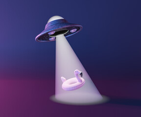 UFO stealing flamingo shaped tube