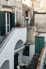 Сozy little town on the Amalfi Coast - Cetara. Lovely old traditional courtyards with stairs.