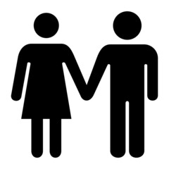 Man and woman holding hands icon. Black and white pictogram
