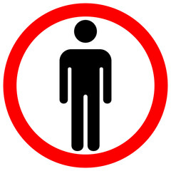 Man icon. Black and white pictogram in red circle