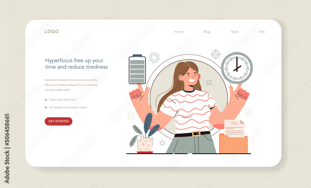 Poster hyperfocus idea, how to become more efficient web banner or landing page