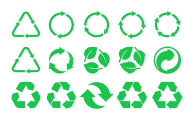 Recycle icon set. Reuse and recycle logo design. Vector set