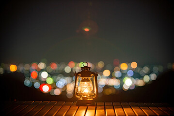 夜景とランタン