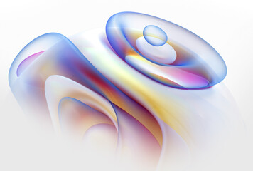 3d render with part of surreal abstract art 3d ball flower in organic curve round wavy smooth and soft bio forms in matte glass material painted in extreme gradient bright yellow and purple color