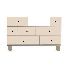 Simple modern wooden drawer in scandinavian style. Great for web design, instructions, cards and apps.