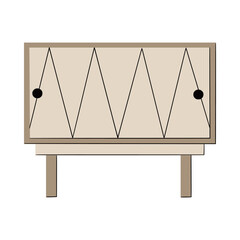 Simple modern wooden drawer with geometric pattern in scandinavian style with round handles. Great for web design, instructions, cards and apps.