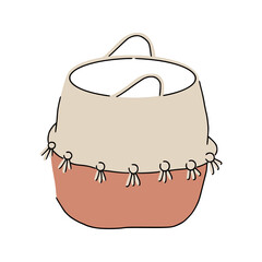 Simple modern scandinavian basket with tassels for nursery room. Great for web design, instructions, cards and apps.