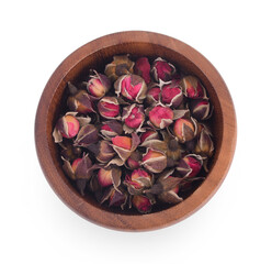 Rose tea isolated on white background.