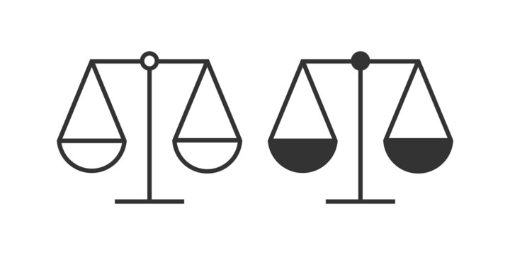 Scale of justice icon. Balance symbol. Sign scales vector.
