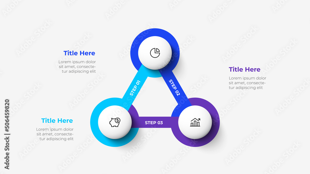 Aufkleber Design concept of 3 steps or parts of business cycle. Infographic design template. Business data visualization.