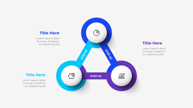 Design concept of 3 steps or parts of business cycle. Infographic design template. Business data visualization.