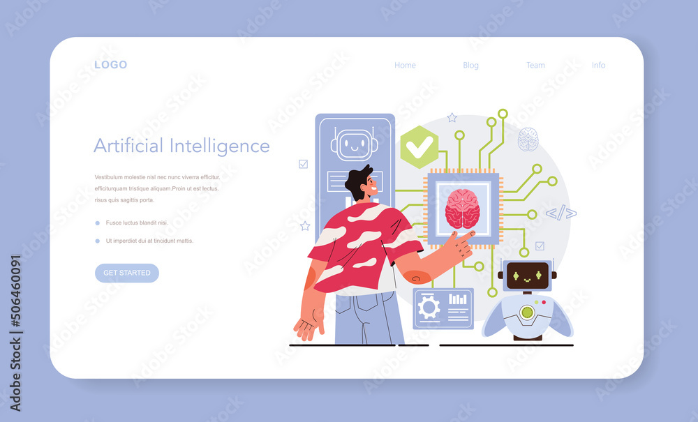 Aufkleber artificial neural network designer web banner or landing page