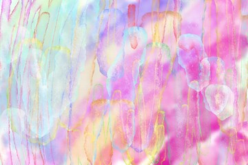 close up of water color strokes painting on white background. rainbow pastel unicorn candy watercolor background for wedding invitation card collection