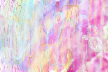 close up of water color strokes painting on white background. rainbow pastel unicorn candy watercolor background for wedding invitation card collection