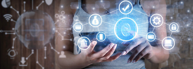 Scan fingerprint. Internet banking. Access security