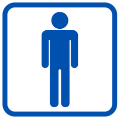 男性用トイレのサイン（枠あり、青）