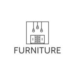 Interior room, gallery furniture logo design vector illustration