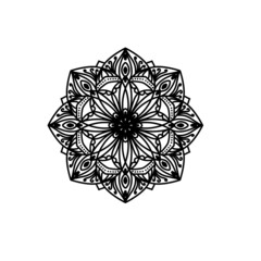 Easy mandala, simple mandalas flowers coloring page on white background.