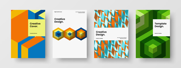 Minimalistic geometric hexagons banner layout set. Abstract corporate identity design vector illustration collection.