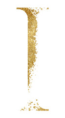 Golden glitter capital letter I with dispersion effect isolated illustration