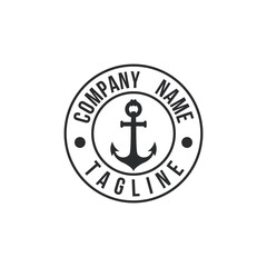 Anchor Hipster Vintage Retro Circular Rustic Stamp logo design vector