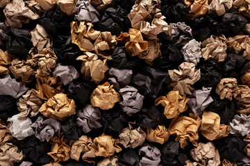 Crumpled paper balls as background texture. Creative idea concept