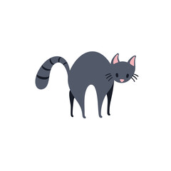 Funny cat illustration. Black cat vector illustration. Cat isolated on white background. 