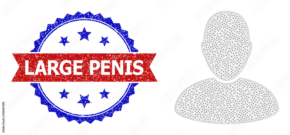 Poster mesh user carcass icon, and bicolor textured large penis seal stamp. mesh wireframe image designed w