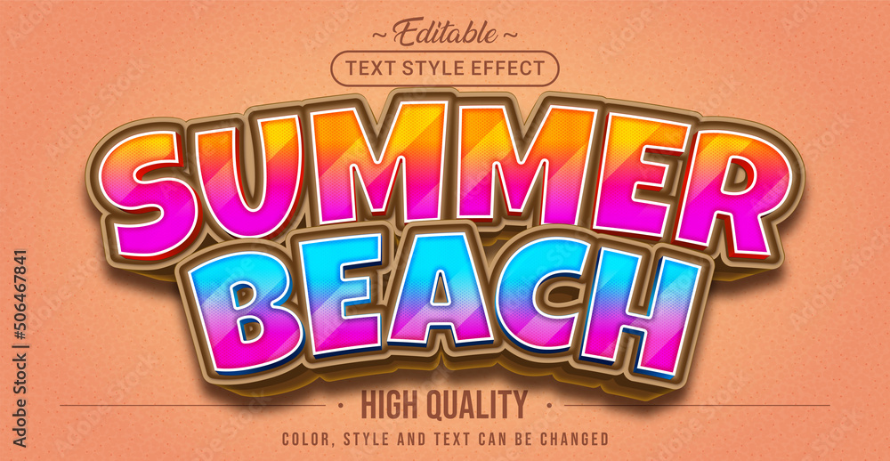 Poster editable text style effect - summer beach text style theme.