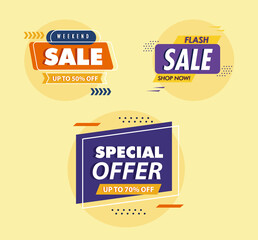 three sale letterings