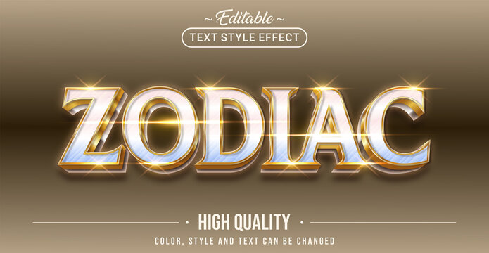 Editable text style effect - Zodiak text style theme.