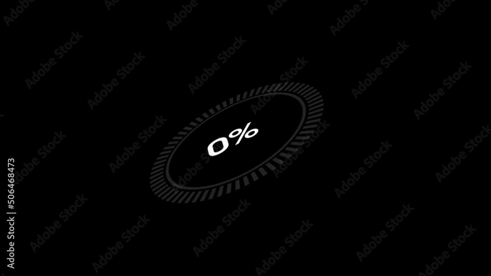 Poster animation loading bar, 0-100%, glow circle bar, set of three circular or radial progress bars, green