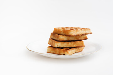 Waffles isolated on white background. top view