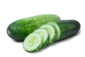 Cucumber slice isolated. Cucumber on white. Full depth of field. With clipping path