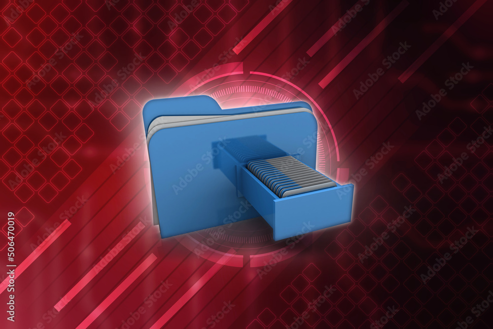 Poster 3d rendering folder with documents