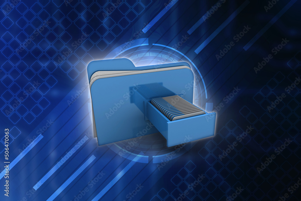 Poster 3d rendering folder with documents