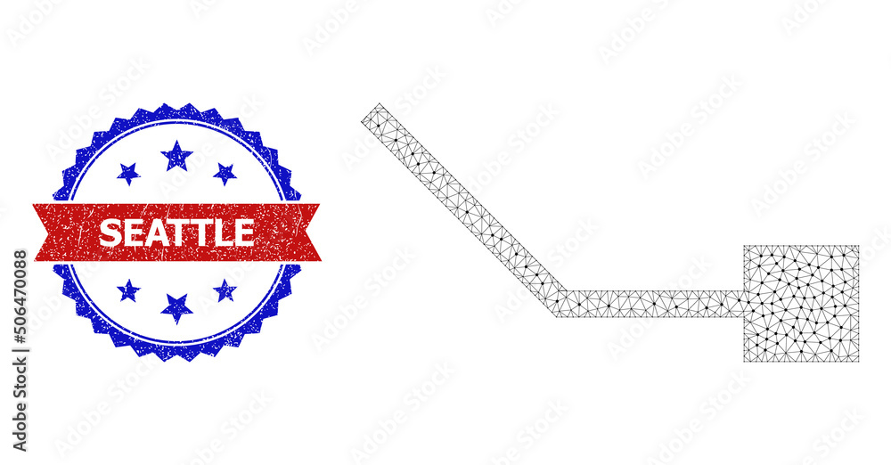 Poster triangular square circuit link carcass illustration, and bicolor unclean seattle stamp. polygonal ca