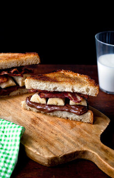 Nutella, Banana and Bacon Sandwich on Toast
