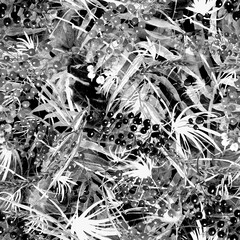 Tropical leaves.Watercolor leaves of a tree, palms, bamboo,
nettle, abstract splash. Watercolor abstract seamless background, pattern, spot, splash of paint, blot, divorce, color.Tropic pattern.grass