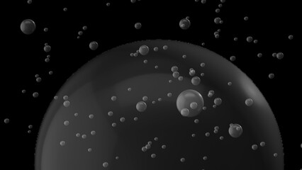 Obraz na płótnie Canvas The futuristic dwarf planets of an unidentified solar system in a distant galaxy move beyond the laws of physics. 3d. 4K. Isolated black background.