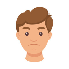 Handsome Brunet Man Character with Sad Face Demonstrating Emotion Vector Illustration