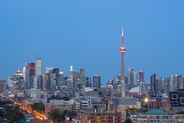 Fototapeta premium The financial district of Toronto Canada at dusk