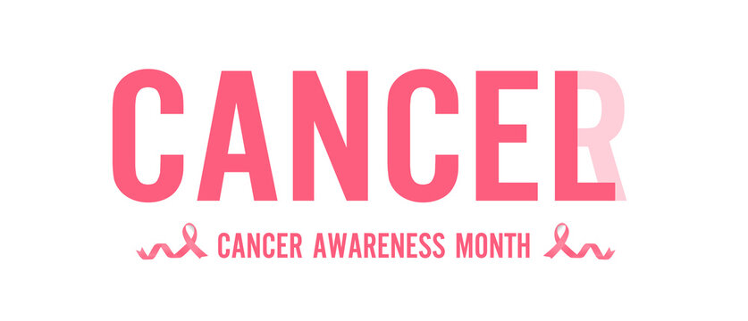 Breast Cancer Awareness Calligraphy Poster Design. Stroke Pink Ribbon. October is Cancer Awareness Month vector illustration.